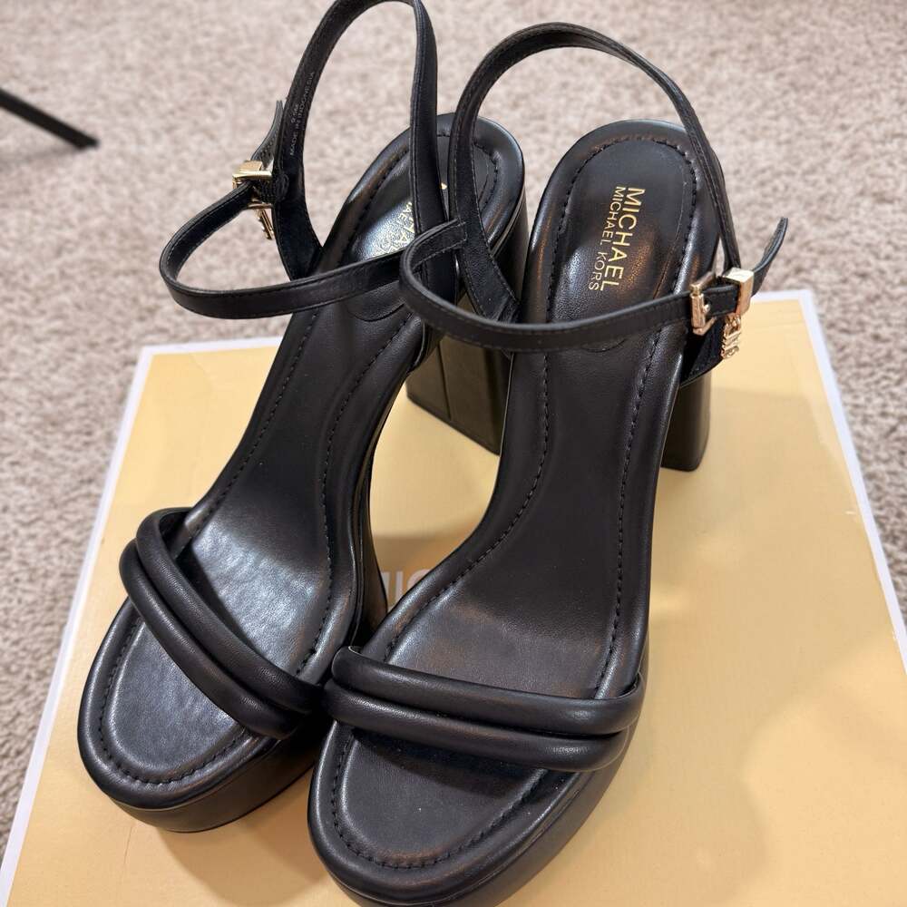 Michael Kors Black Block Heel Sandals